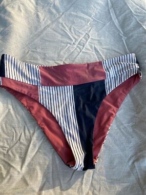 Rip curl Open Road block print bikini bottom L high rise